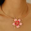 European & American Style Retro Large Petal Choker Necklace - Women's Simple Personality Clavicle Chain Accessory