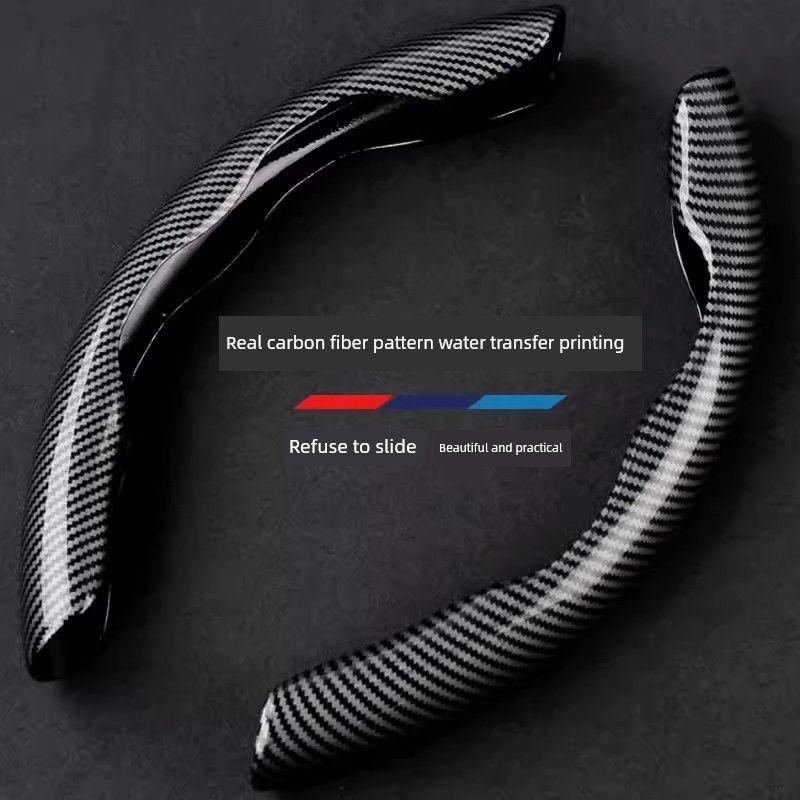 

Car Steering Wheel Cover Carbon Fiber Pattern Protective Cover Ultra-Thin Non-Slip All-Season Universal High-End Feel 2026 New Model Summer Carbon Fiber Hydrographic Wrap [Black] - Pair