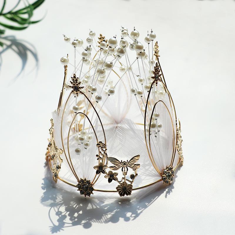 Queen Crown Cake Decoration with Lace, Pearls, and Baby's Breath for Birthdays