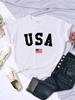USA National Flag City Street Printed Unisex T-shirts Fashion Breathable Short Sleeve Summer Hip Hop O-Neck Tees Hip Hop Tshirts