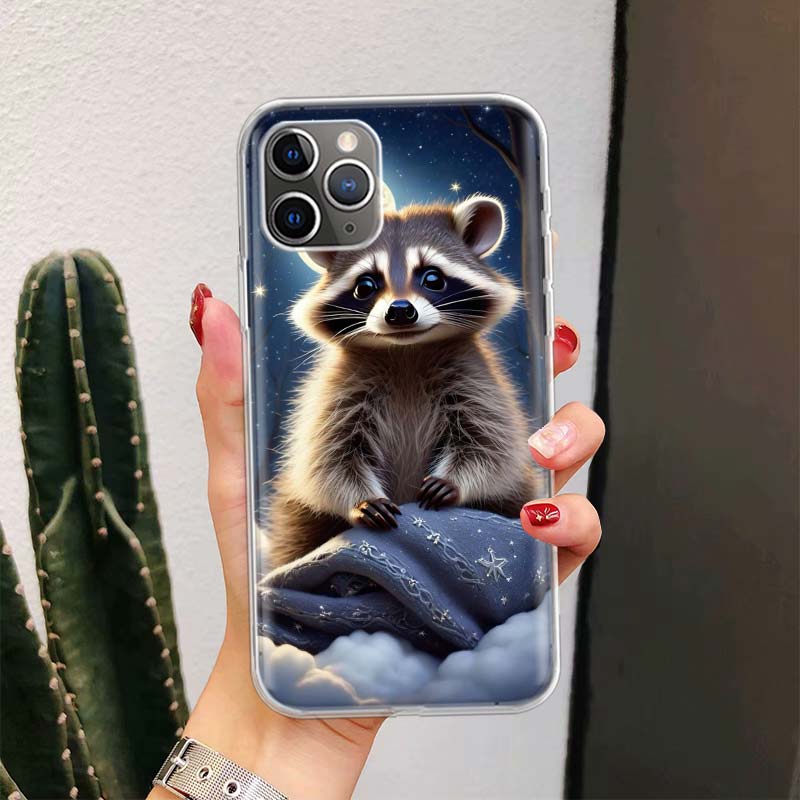 Waschbär Süßes Tier Für iPhone 17 Air 16 15 14 Plus 13 Mini 12 11 Pro Max Handyhülle 16E 7 Druck 8 SE Fundas Hülle Weiche Hülle 16