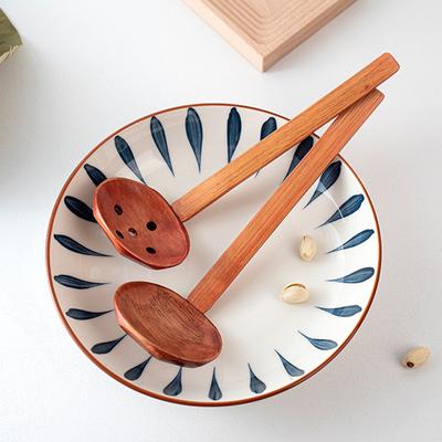 2 Pezzi Cucchiaio di Legno Cucchiaio per Zuppa Ramen Manico Lungo Mestolo da Cucina Colino per Hot Pot Cucchiaio da Servizio Legno Stoviglie Ristorante Giapponese