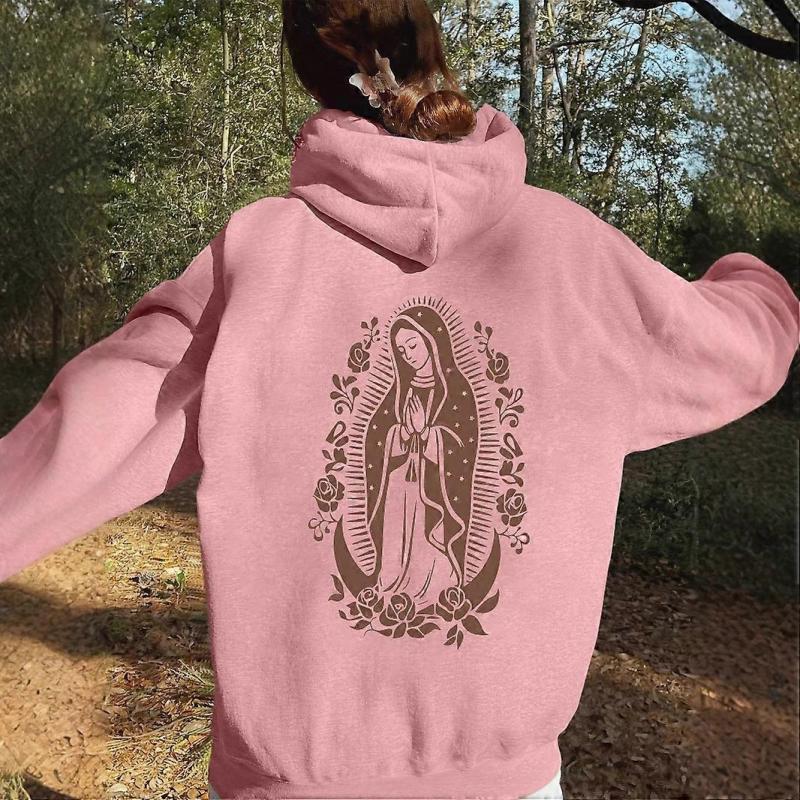 Hoodie Virgin Mary graphic print sweatshirt everyday spring and winter hoodie