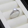 Real Natural Freshwater Pearl Rings Woman,White Sterling Silver Pearl Ring Adjustable Wife Mother Wife Birthday Gift Pink