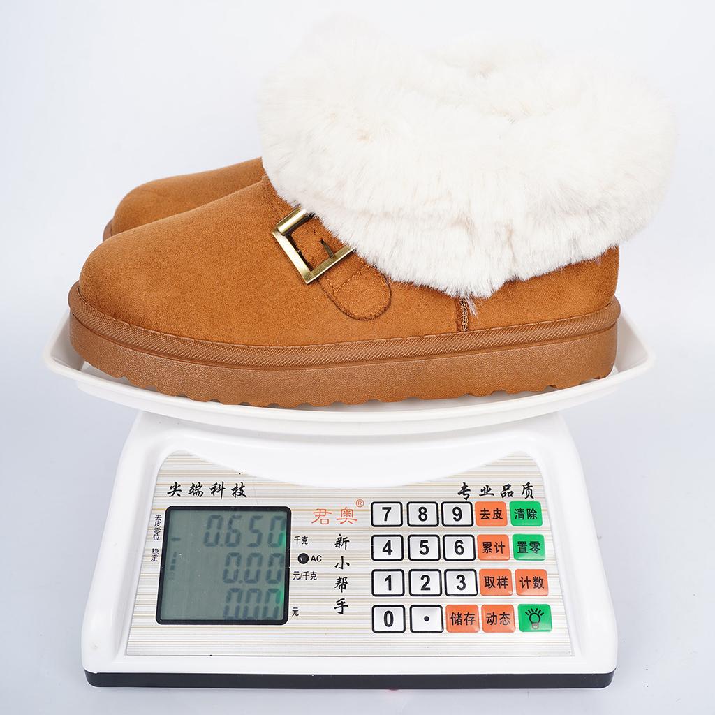 Snow Boots Fur Integrated Winter New Short Tube Piled Thickened Lazy Cotton Boots