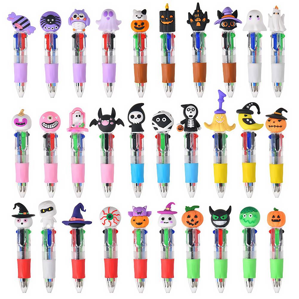 Halloween Themed Ballpoint Pens Bulk Cute Press Type Color Pen Mini Pen Smooth Writing for Halloween Gifts Back-To-School Gifts