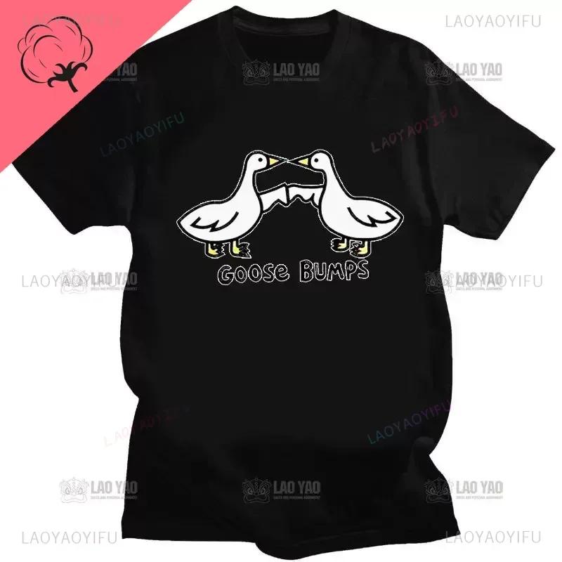Kawaii Koszulka z Gęsią Zabawna Koszulka Gęsia Skórka Głupia Gęś Kobiety Mężczyźni Casualowe Topy do Dojazdów Oversizowa Koszulka Camisetas Koszulki na Zamówienie