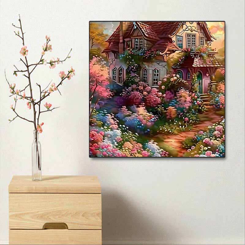 New Arrival 5D DIY Full Circle Diamond Painting "Castle Garden" Embroidery Cross Stitch Home Decor Gift