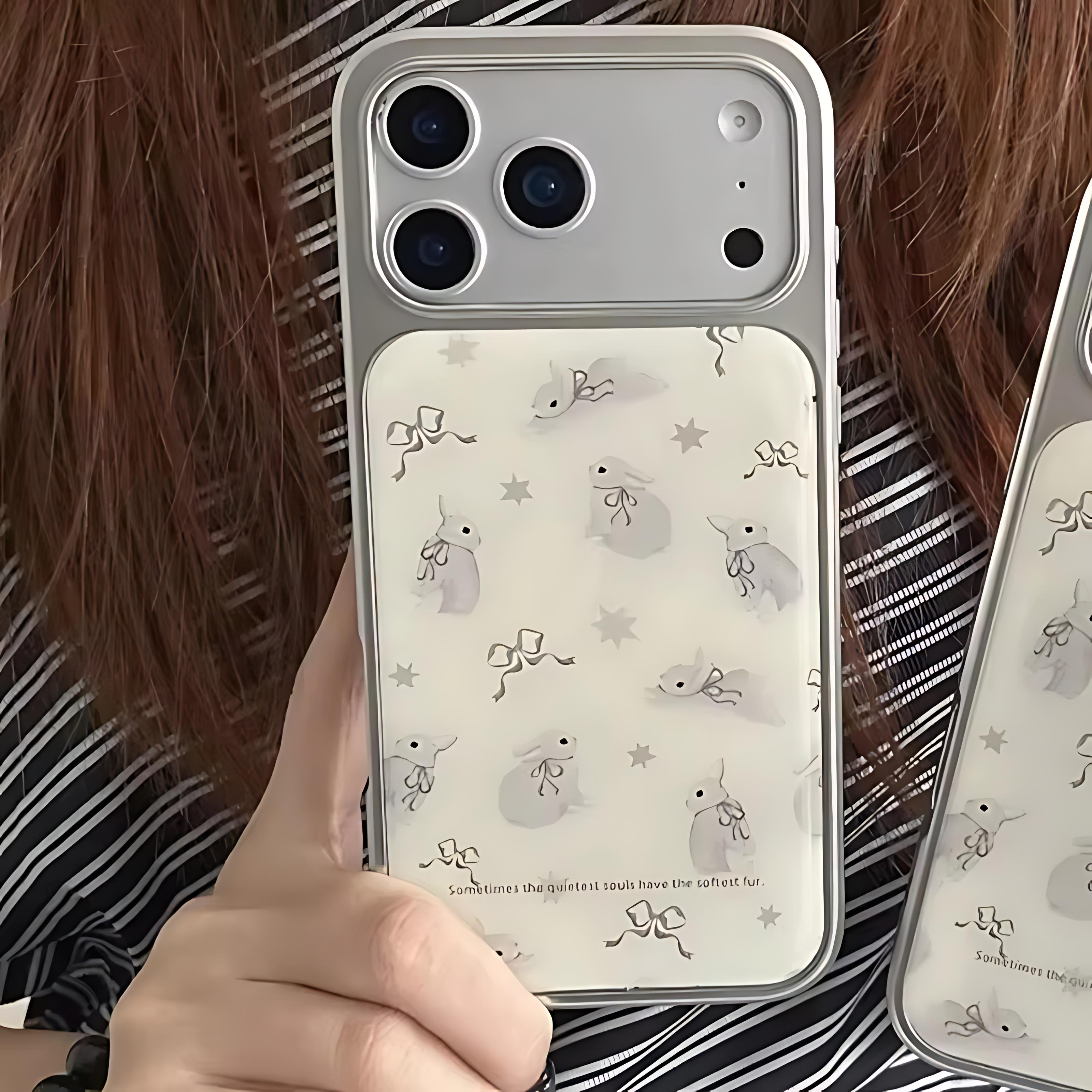 

Cute Rabbit & Bow Pattern Phone Case for iPhone 17 16e 16 15 14 13 12 11 Air Pro Max X XR XSMAX 8 7 Plus Luxury Clear Back Cover iPhone 11