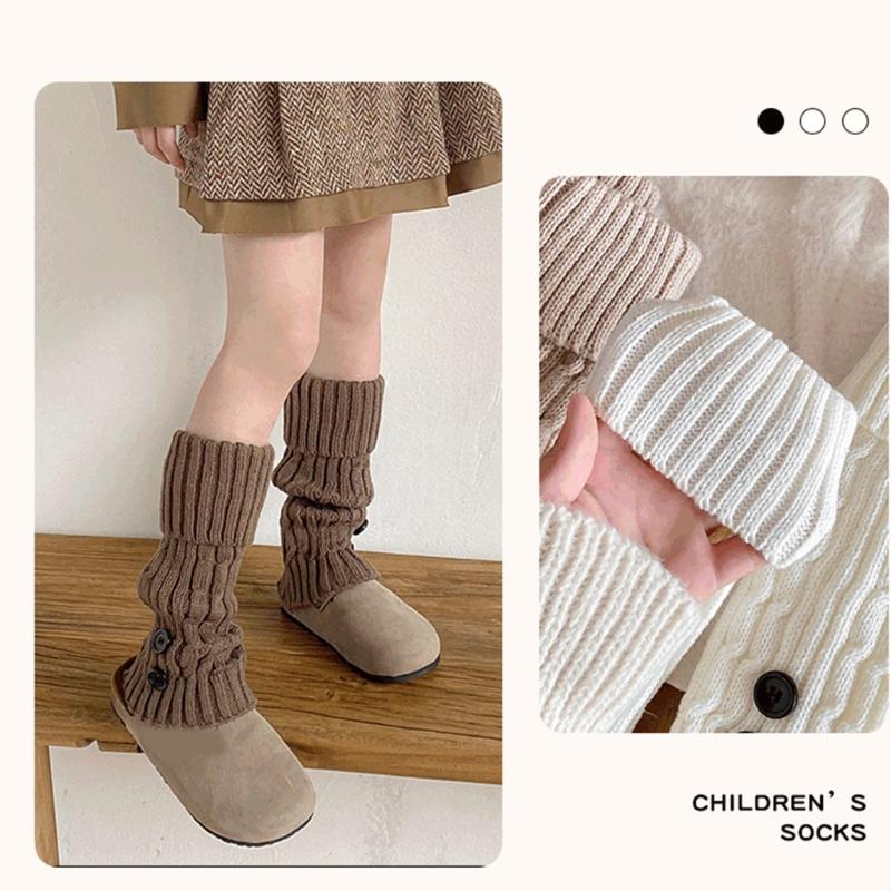 Autumn Winter Socks Leg Warmer Stockings Socks for Girls 2-13 Years Knitted Leg Cover Crochet Long Stockings Socks