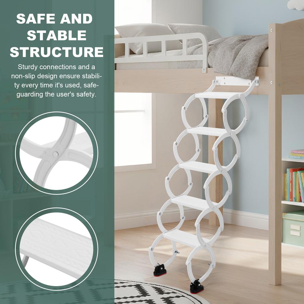 5-8 Steps Wall Mounted Invisible Telescoping Attic Stairs Anti-Slip Steps Retractable Ladder 49in-78in Vertical Height for Home