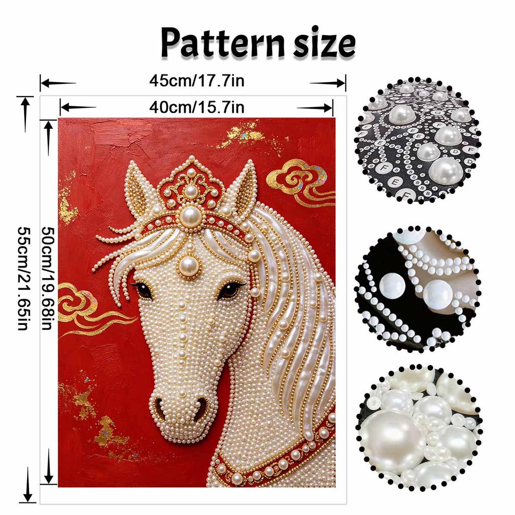 DIY Pearl Embroidery Diamond Painting Kit Majestic Horse Sparkling Beads Art Craft Handmade Decoration Gift for Home