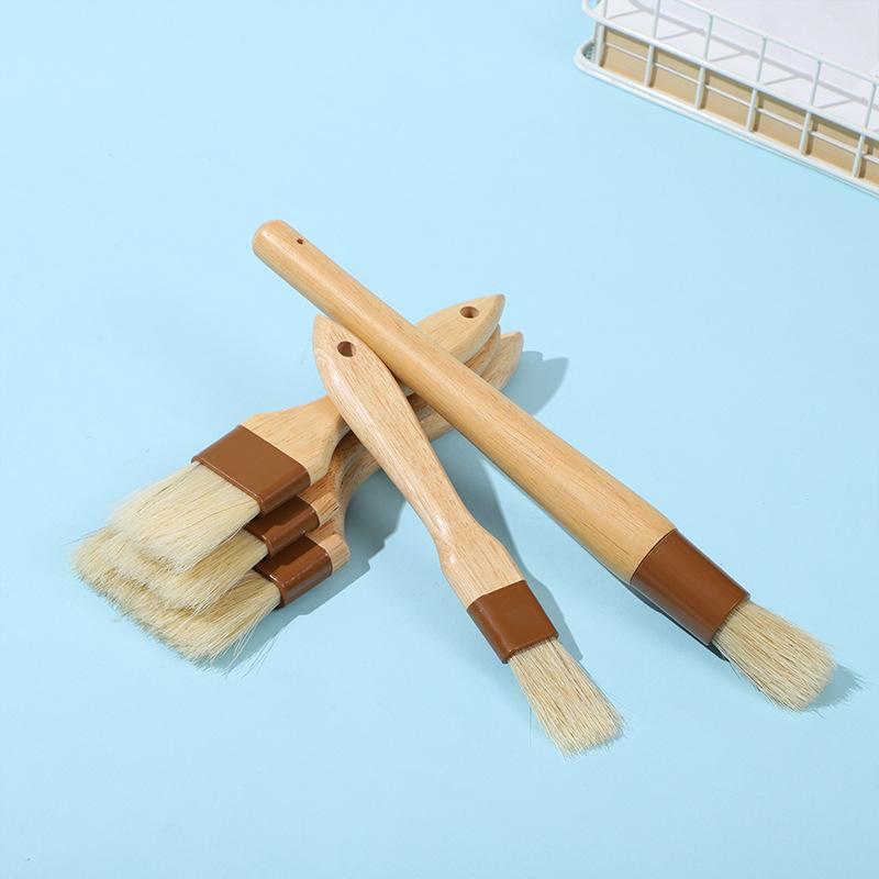 Kitchen Cooking Brushes Barbecue Oil Brush Wooden Handle Bristle Brushes Flat Pastry Baking Brush