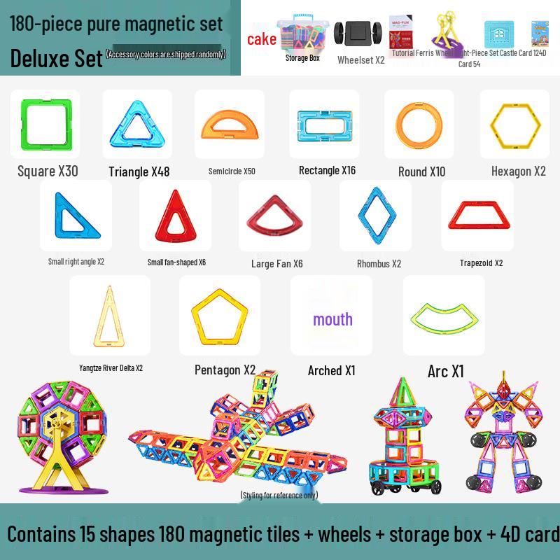 Large Magnetic Tiles Building Blocks Set for Kids - DIY Educational Toy