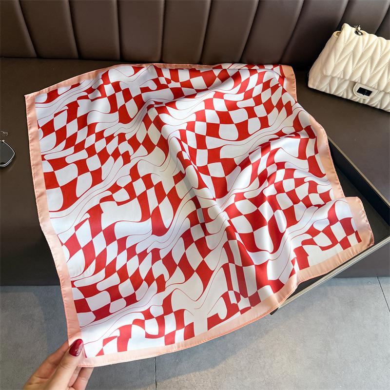 Luxury Print Design Shawl Square Scarf For Women Soft Satin Wraps Neckerchief Female Hair Bands Ribbon Headband Bandana