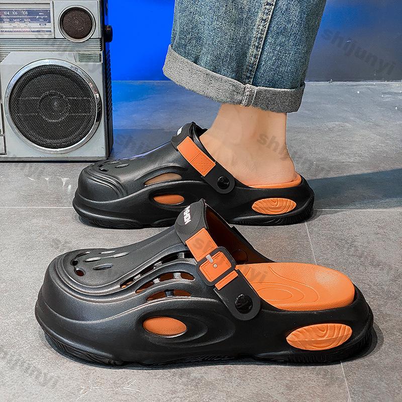 Men's Half Slippers Summer Outdoor Non Slip Breathable Comfortable Casual Sandals Lightweight Fashion Soft Bottom Beach Muje