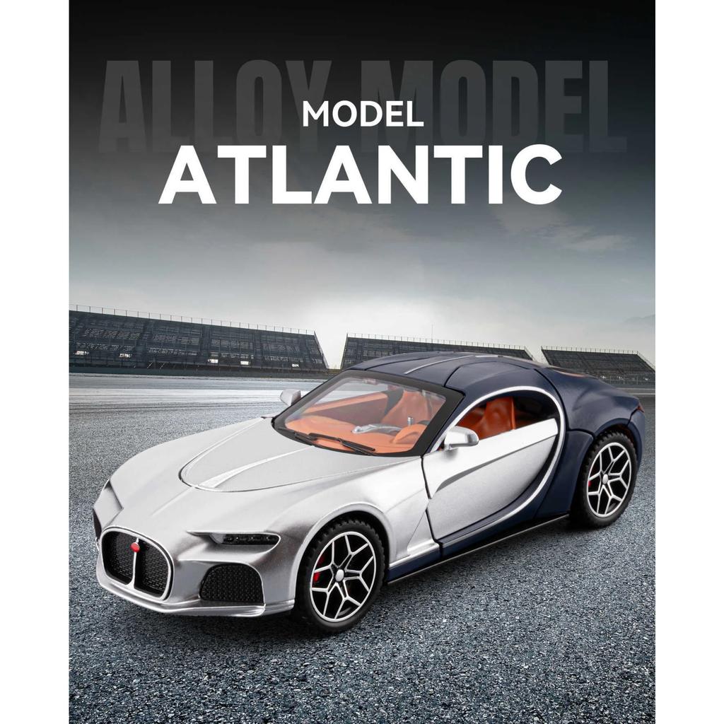 1/32 Bugatti Atlantic Alloy Sports Car Model Diecast Metal Racing Vehicles Car Model Sound and Light Simulation Collection Kids Toy Gift