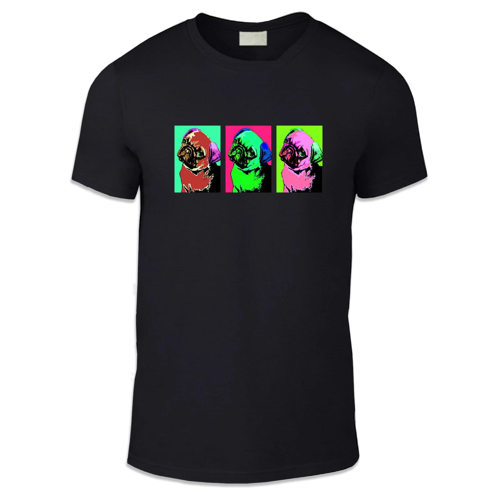 Pop Art Pug Adult Unisex T Shirt - Artwork Andy Warhol Fun Dog Puppies S
