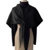 Wool Blend Cross-Knit Triangle Shawl: Women's Versatile Fashion Outerwear