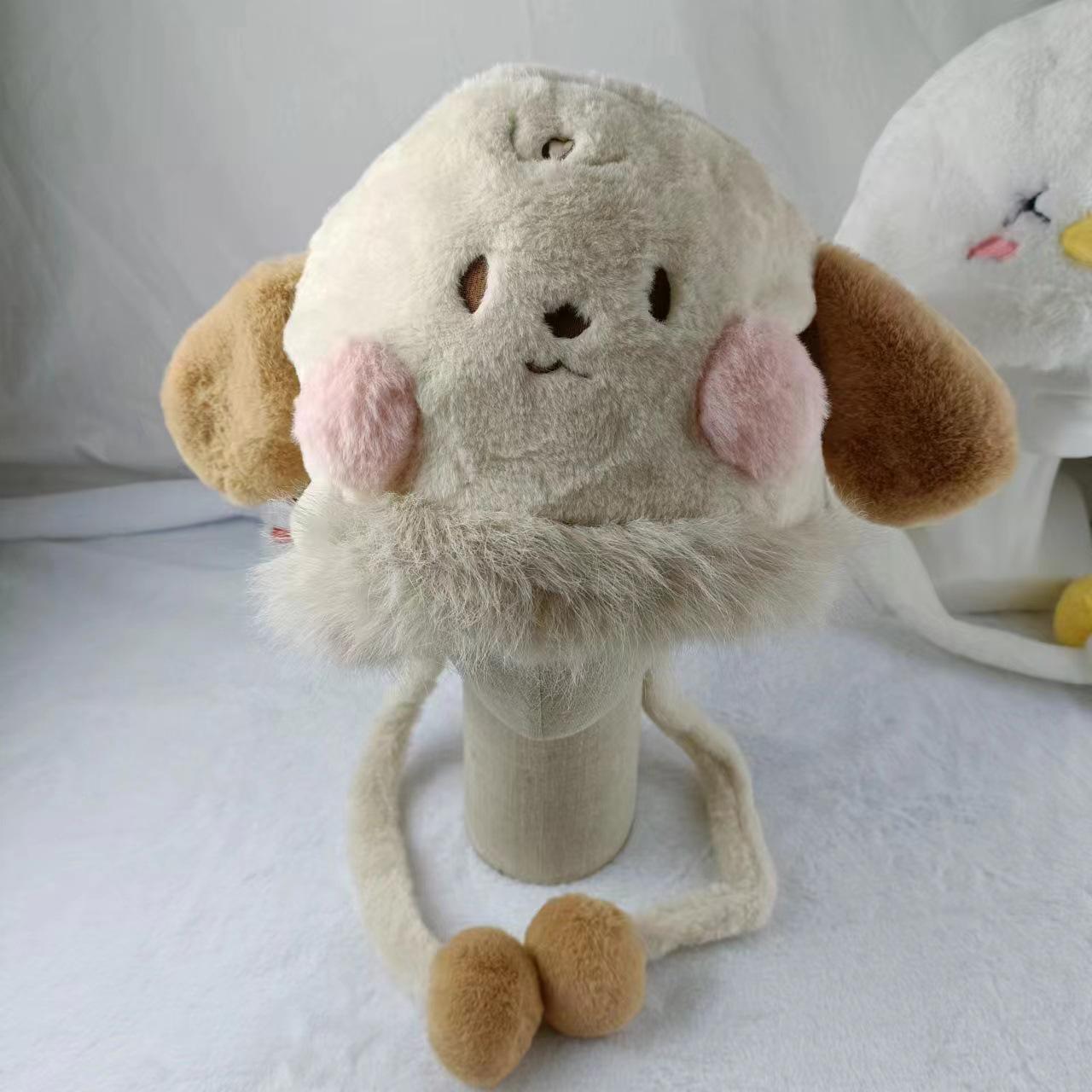 

Children s Winter Cartoon Lei Feng Hat - Warm Rabbit Fur for New Year & Christmas One Size абрикосовый