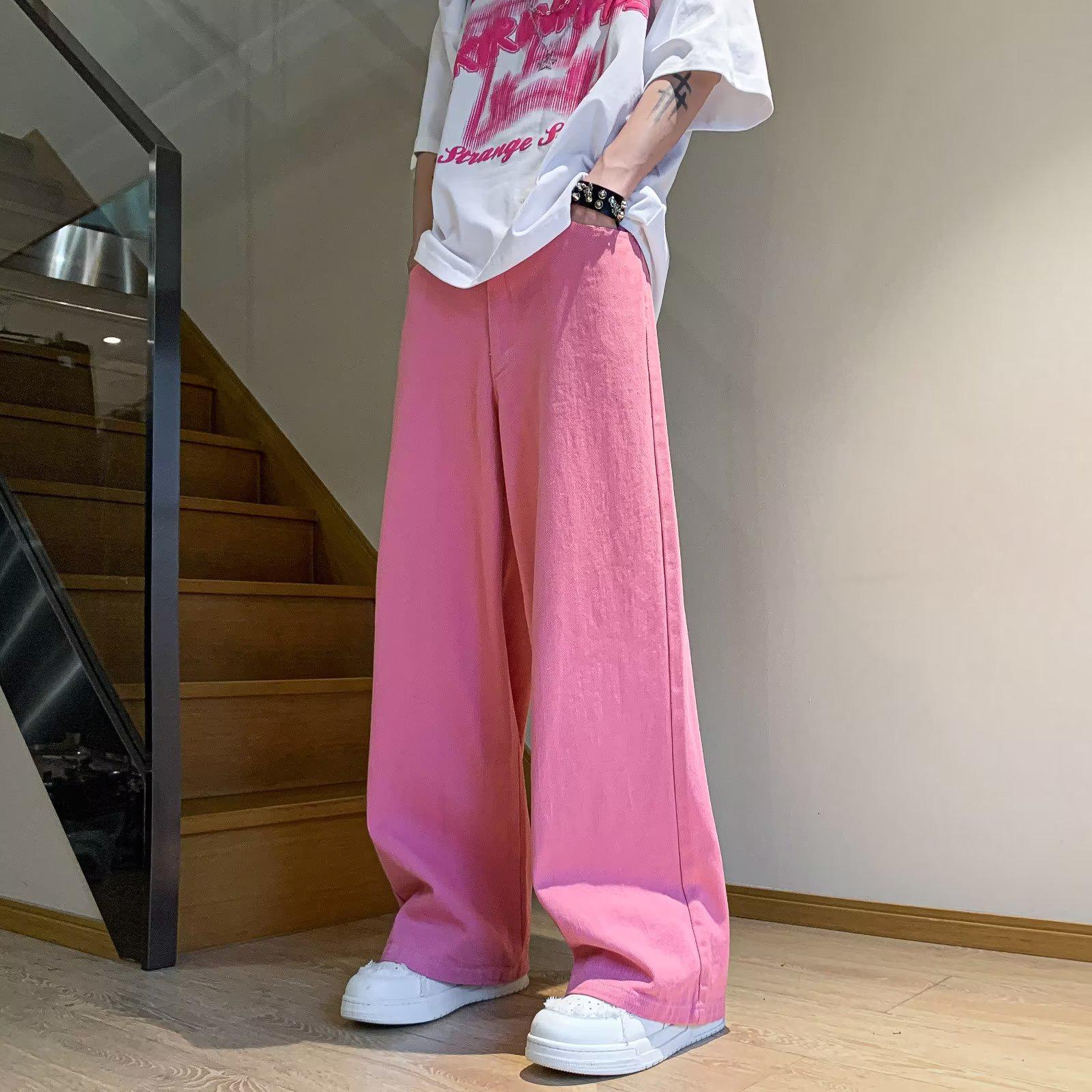 Dopamine Wear Мужские ретро-джинсы розового/синего цвета с широкими штанинами