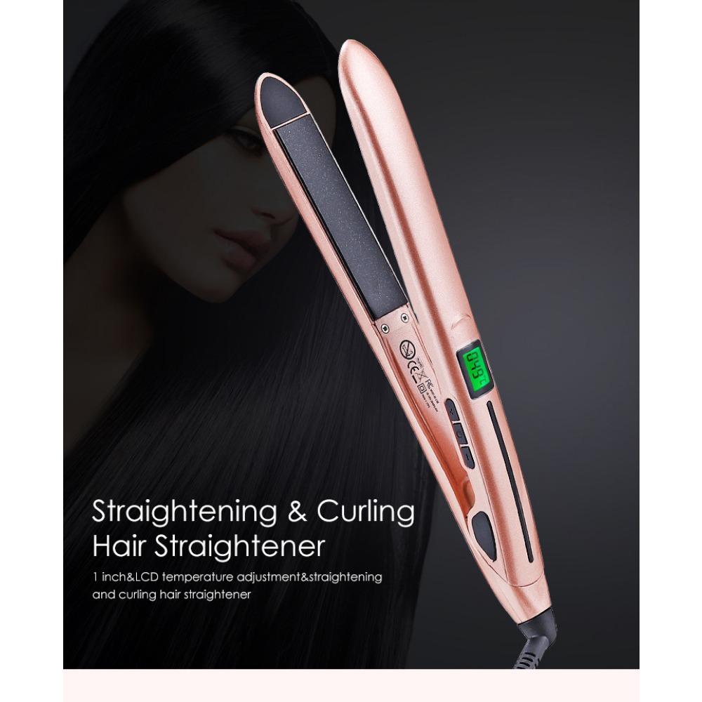 Piastra per capelli due in uno regolatrice di temperatura con display della temperatura, Piastra per capelli a doppio scopo per arricciare e lisciare, con olio ceramico