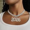 Übertreibene Strass Cuban Chain Hiphop 2026 Anhänger Halskette Für Frauen Mann Kristall Punk Kragen Naecklace Party Schmuck Geschenk