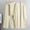 Autumn And Winter Lazy Temperament Knitted Suit Sleeveless Vest Sweater Cardigan Pants Three Piece Set