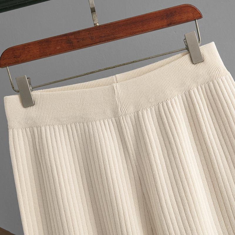 Høst Vinter Lazy Wind Løs O-hals Genser Dress Dame Ensfarget Langermet Strikk Bred Ben Bukser Kontrastfarge Todelt sett