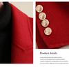 2025 Spring Women's Red Woolen Double-Sided Long Coat with Waist-Defining Design