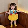 Baby Girls Summer Cute Cartoon Fries Print Peter Pan Collar A-Line Dress
