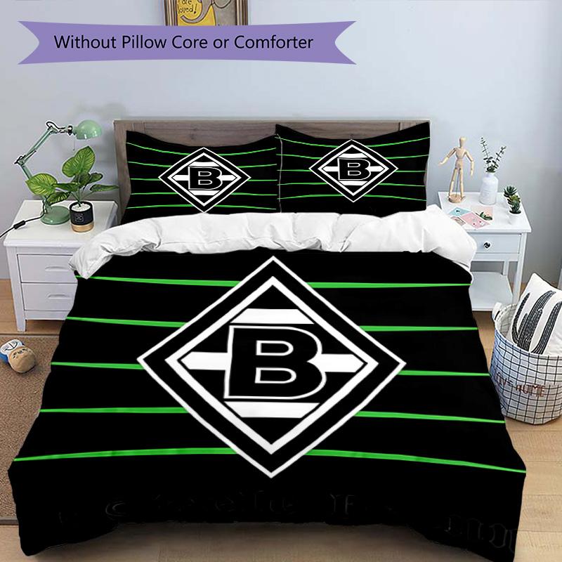 3pcs Duvet Cover Set (1*Duvet Cover + 2*Pillowcase, Without Core), Borussia Monchengladbach Print Bedding Set, Bedroom Decor, All‑Season, Birthday Gif