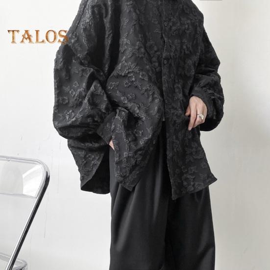 Podzim Jaro Košile Květina Rilievo Zapínání na knoflíky Límec Cardigan Dlouhé rukávy Cardigan Volný Střední délka Tmavý styl Top Denní nošení