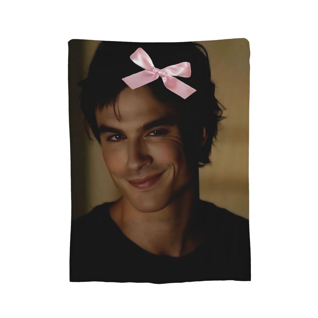 Damon Salvatore The Vampire Diaries Blankets Fleece Printed Ian Somerhalder Portable Warm Throw Blanket for Sofa Bedding Throws