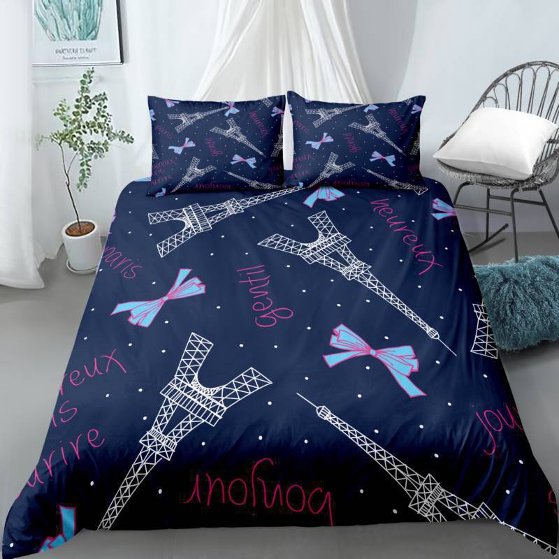 3D Digital Printing Quilt Set Three-Piece British Retro Style