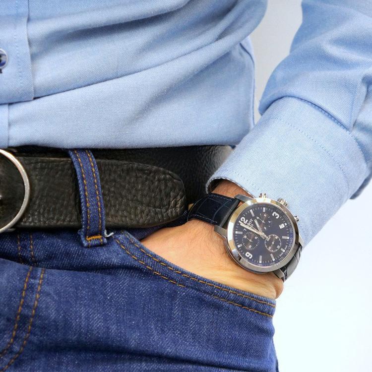 TISSOT PRC 200 Quartz Movement Men's Watches Watch 42mm Blue Dial Stainless Steel Case Leather Strap T055.417.16.047.00