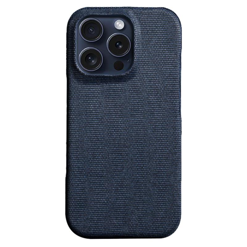 For iPhone 16 Pro Max Case Solid Color Cloth Texture Hard PC Phone Cover