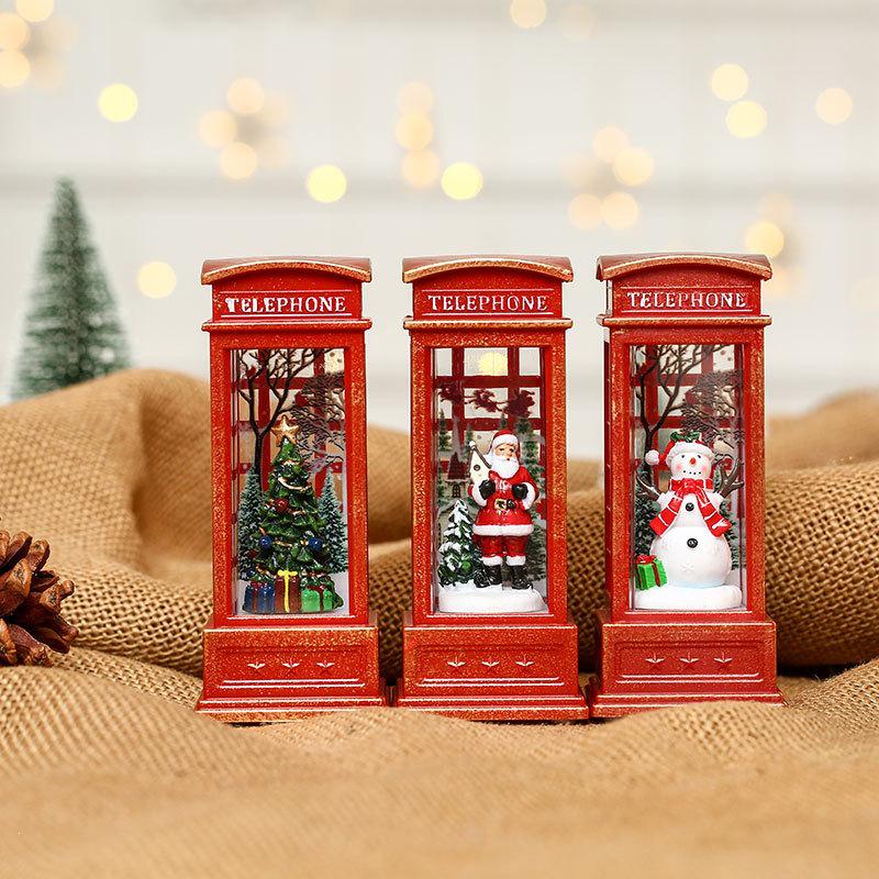 Christmas Telephone Booth Candle Lamp: Luminous Night Light Ornaments