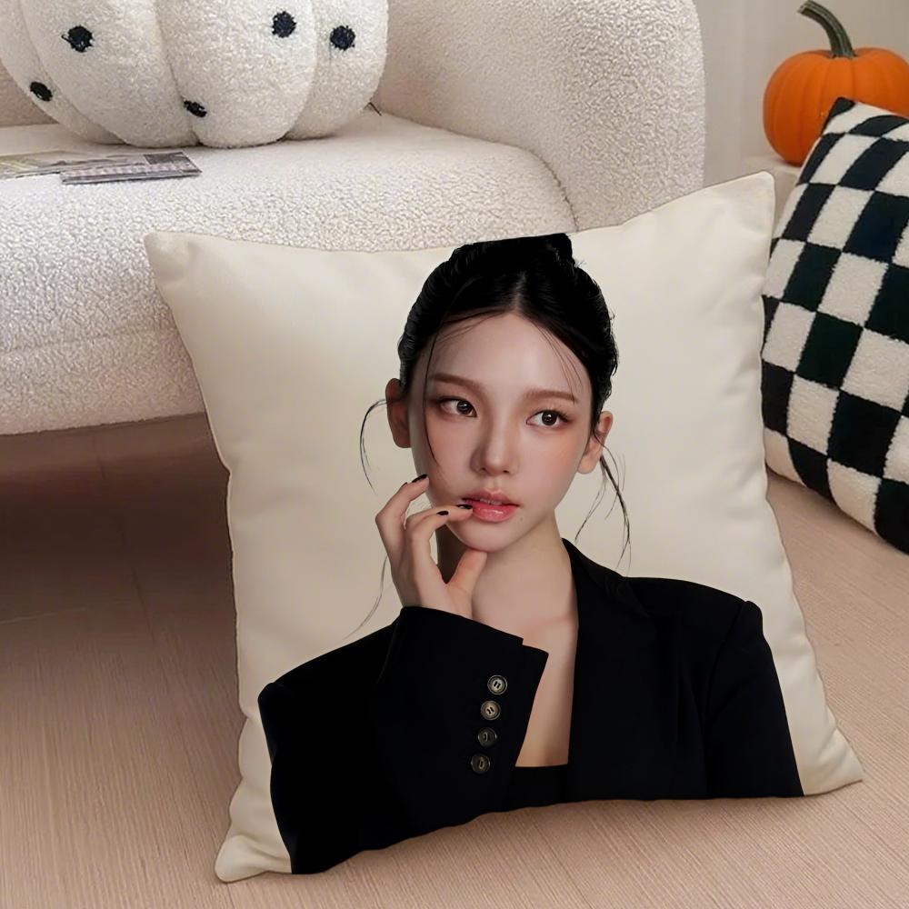 Elegant Korean Beautiful Singer KKarina Cushion Cover Throw Pillow Cover Hidden Button Durable Polyester Chair Cushion