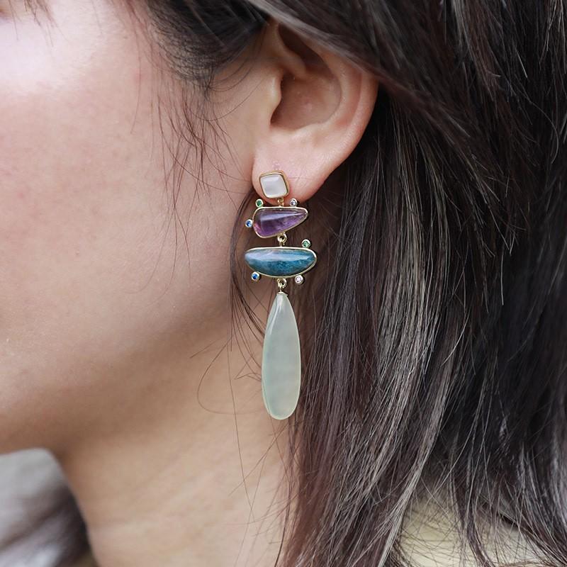 High-quality New Natural Stone, European, American and French Old Money Feng Shui Drop Earrings, Stud Earrings, Designer Popular Jewelry Earrings.