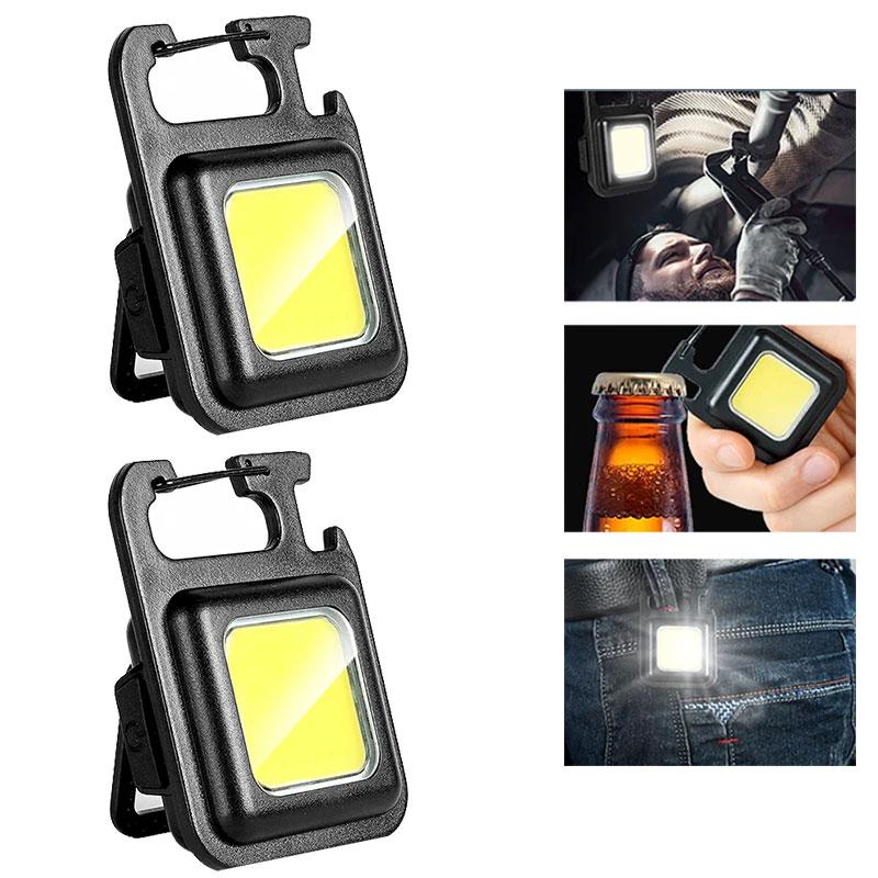 Super Bright Convenient Carry-on MINI COB Keychain Flashlight Rechargeable Emergency Work Lamp with Magnet Outdoor Camping Light