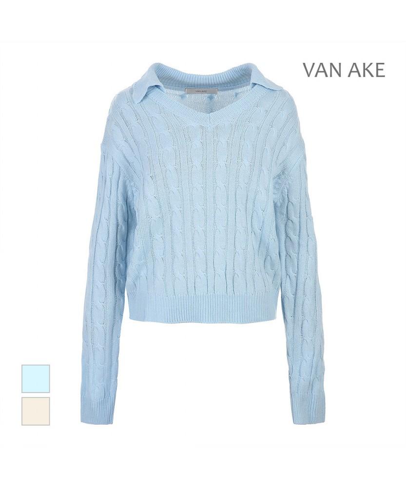 VANAKE Cable Pattern Collar Knit_Vb42Ktq313Z