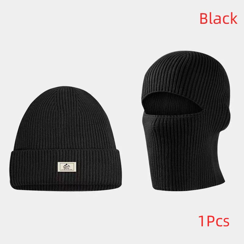 2Pcs Warm Knitted Ski Mask Cap 2In1 Winter Beanies Hats For Men Women Windproof Full Face Ski Mask Bonnet Cycling Earmuffs Hat