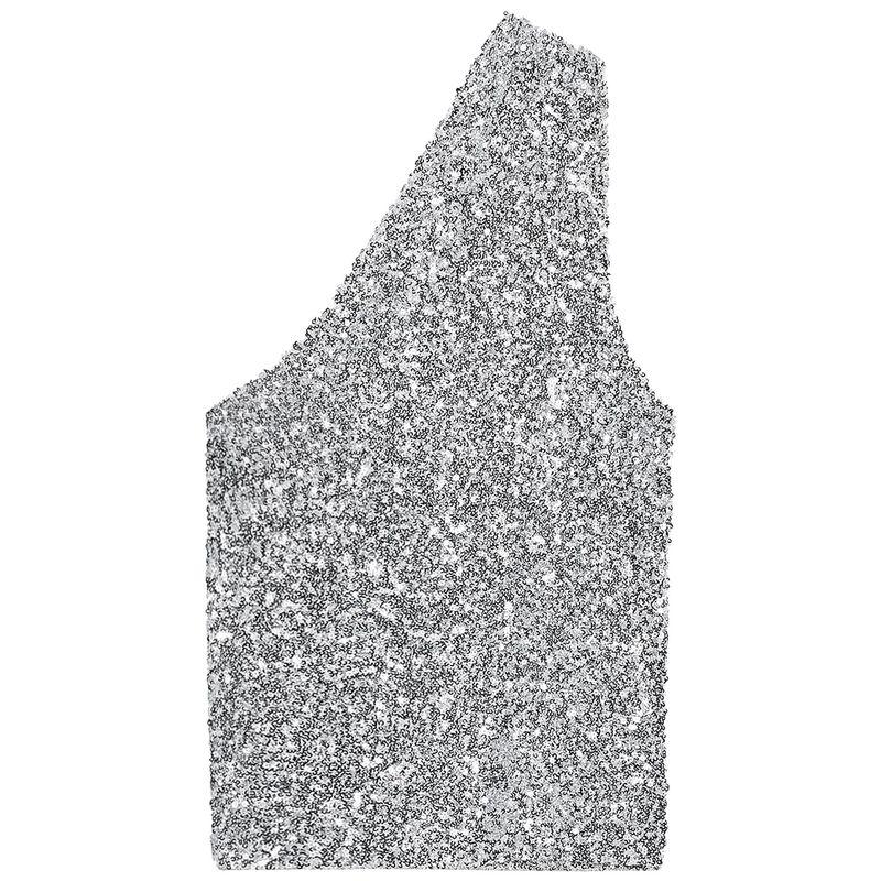 Zaprha 2025 Summer New Popular Asymmetric Design Sense Sequin Girly Style off-Shoulder Top 1014803