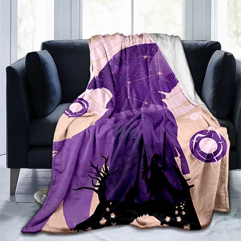 Popular Games Genshin Impact Printed Blanket Flannel Warmth Soft Plush Sofa Bed Throwing Blankets Plush Throwing Anime Blanket
