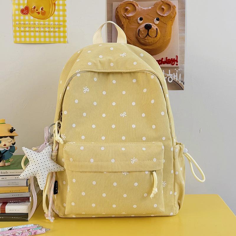 Schoolbag schoolbag junior high school girls girl heart atmosphere polka dot bow versatile high value female student backpack high school