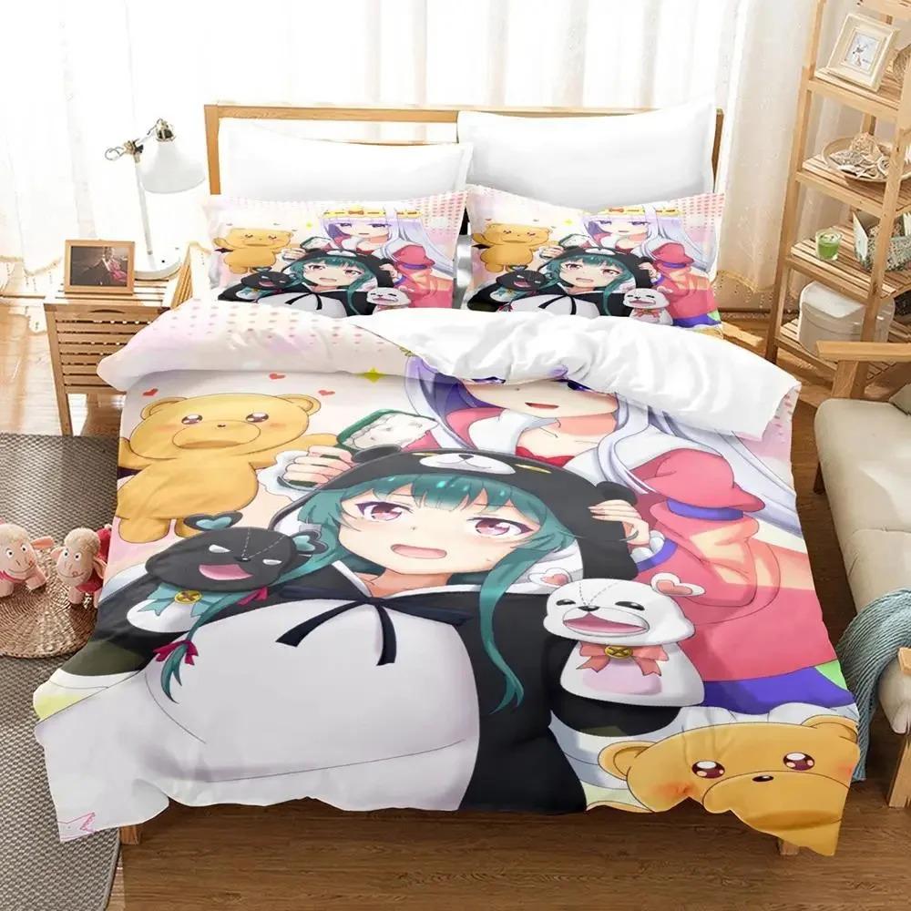 Anime Kuma Kuma Kuma Bear Sängkläder Set Pojkar Flickor Twin Queen Size Påslakan Örngott Säng Barn Vuxen Hemtextil