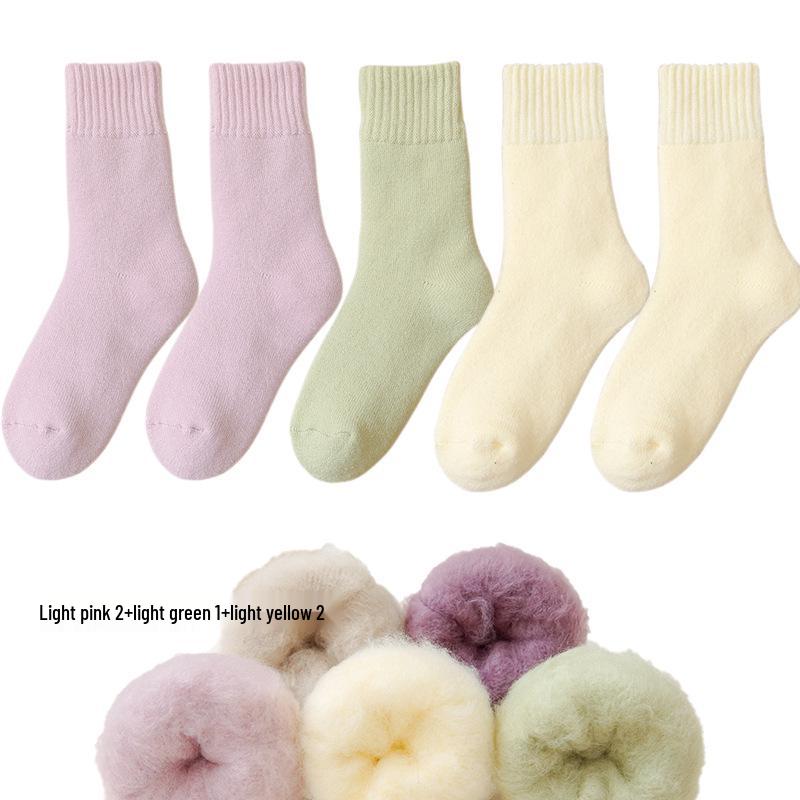 Dámské fleecové ponožky střední délky Zhuji - Silný samet, teplé a pohodlné na podzim/zimu, ideální na spaní nebo lenošení