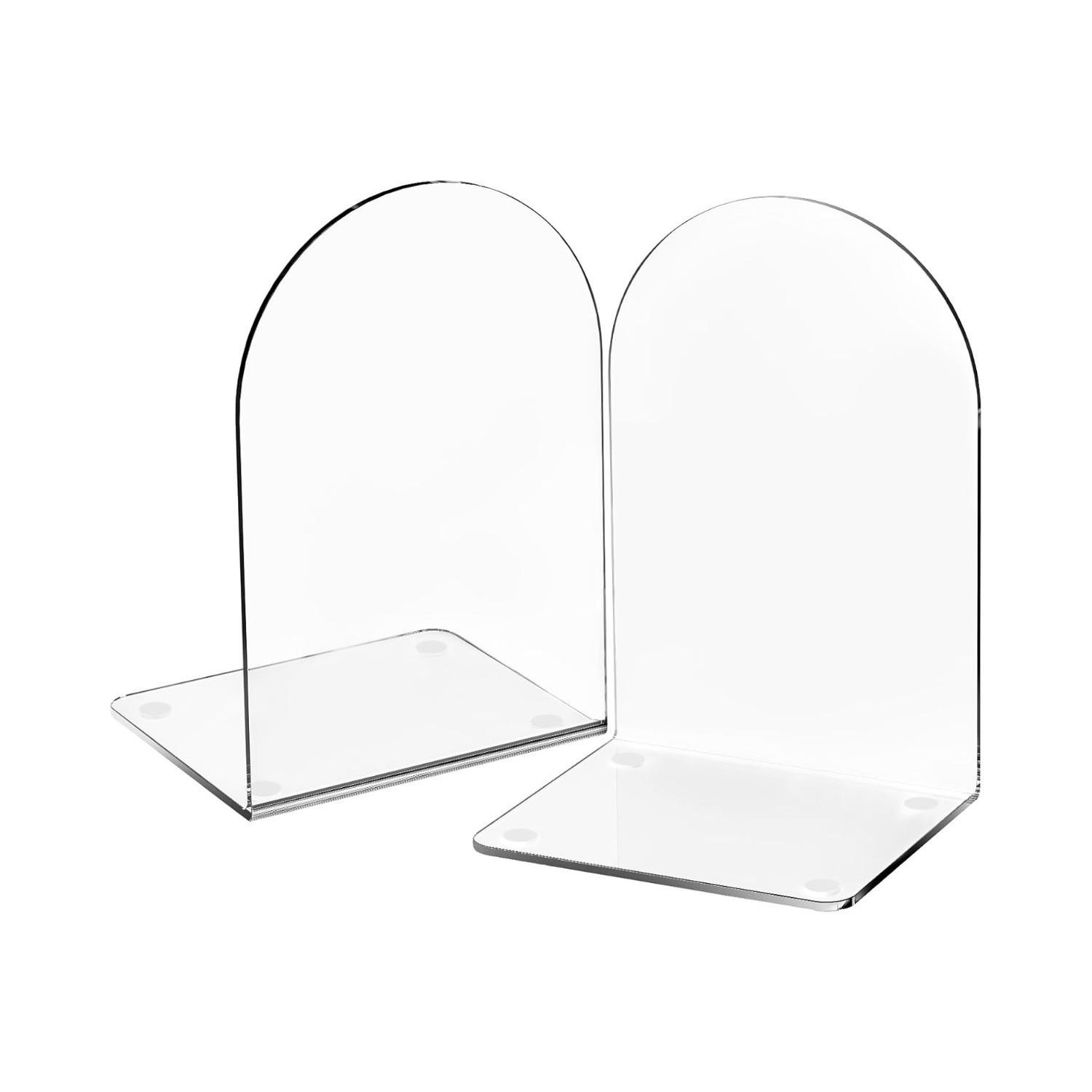 Thick Acrylic L-Shaped Transparent Bookshelf Book Stand Bookend Book Storage Clip Semicircle
