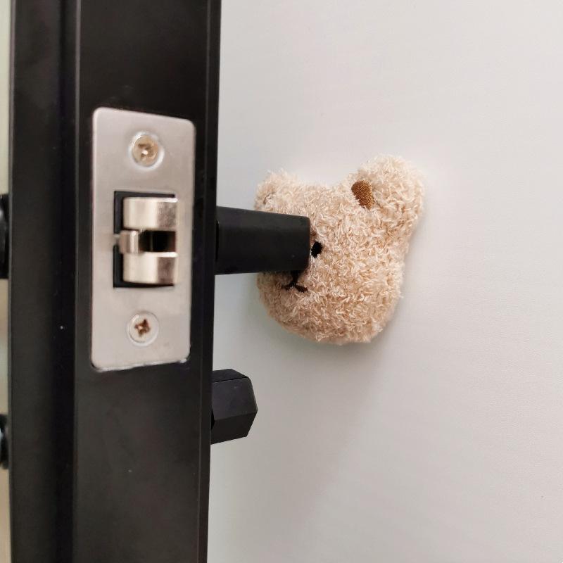 Ins Korean Bear Children's Room Door Rear Handle Silent Anti-collision Sticker Cushion Anti-Bump Wall Protector Door Stopper